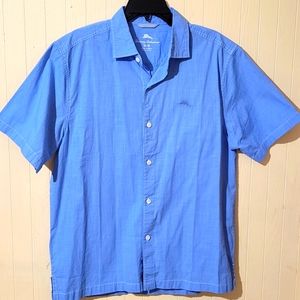 NWT Tommy Bahama Men's Sz M 100% Cotton Camp Shirt Short Sleeve Big Sky Blue